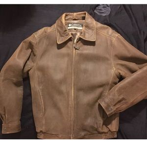 columbia leather bomber jacket